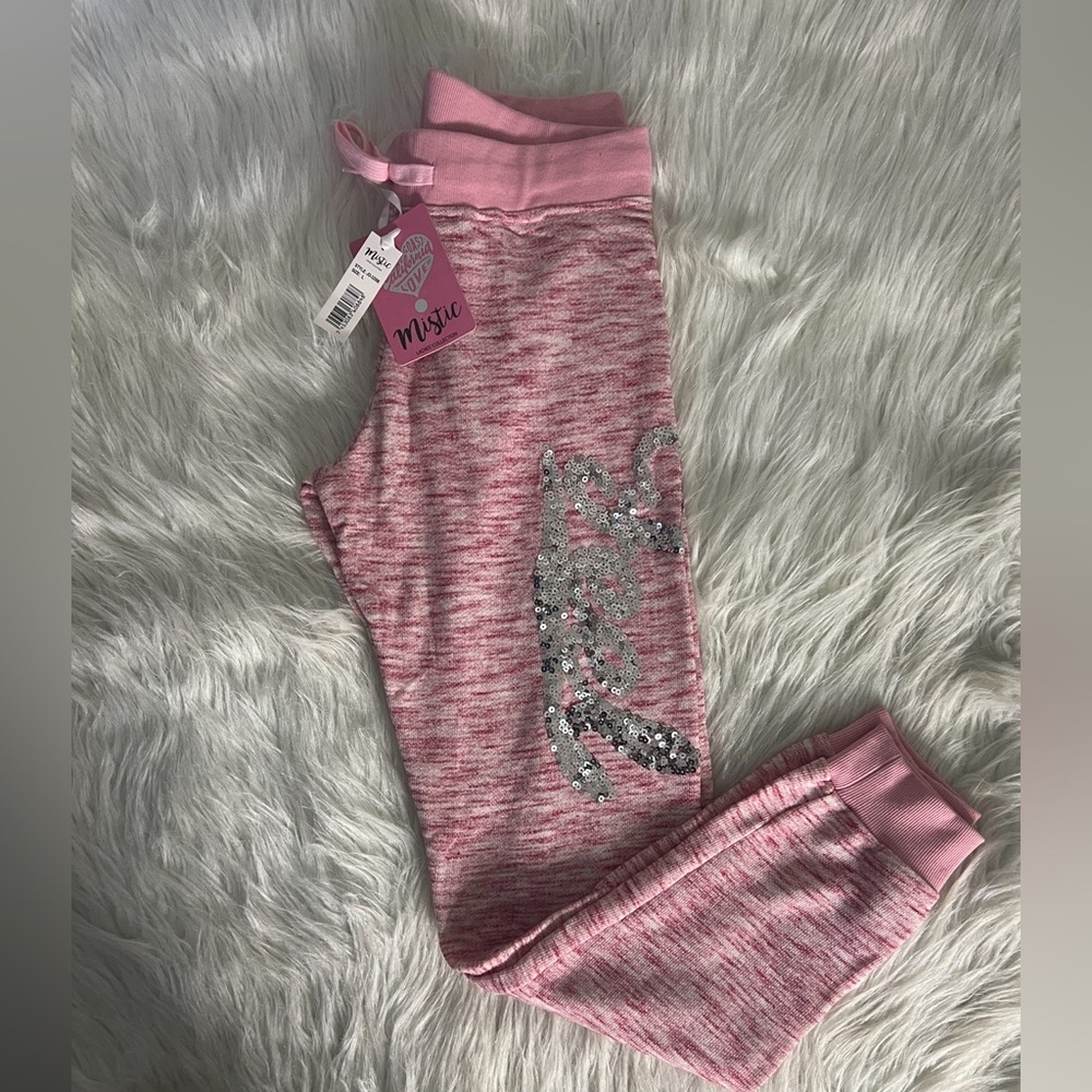 Pink white silver sequin Active leggings